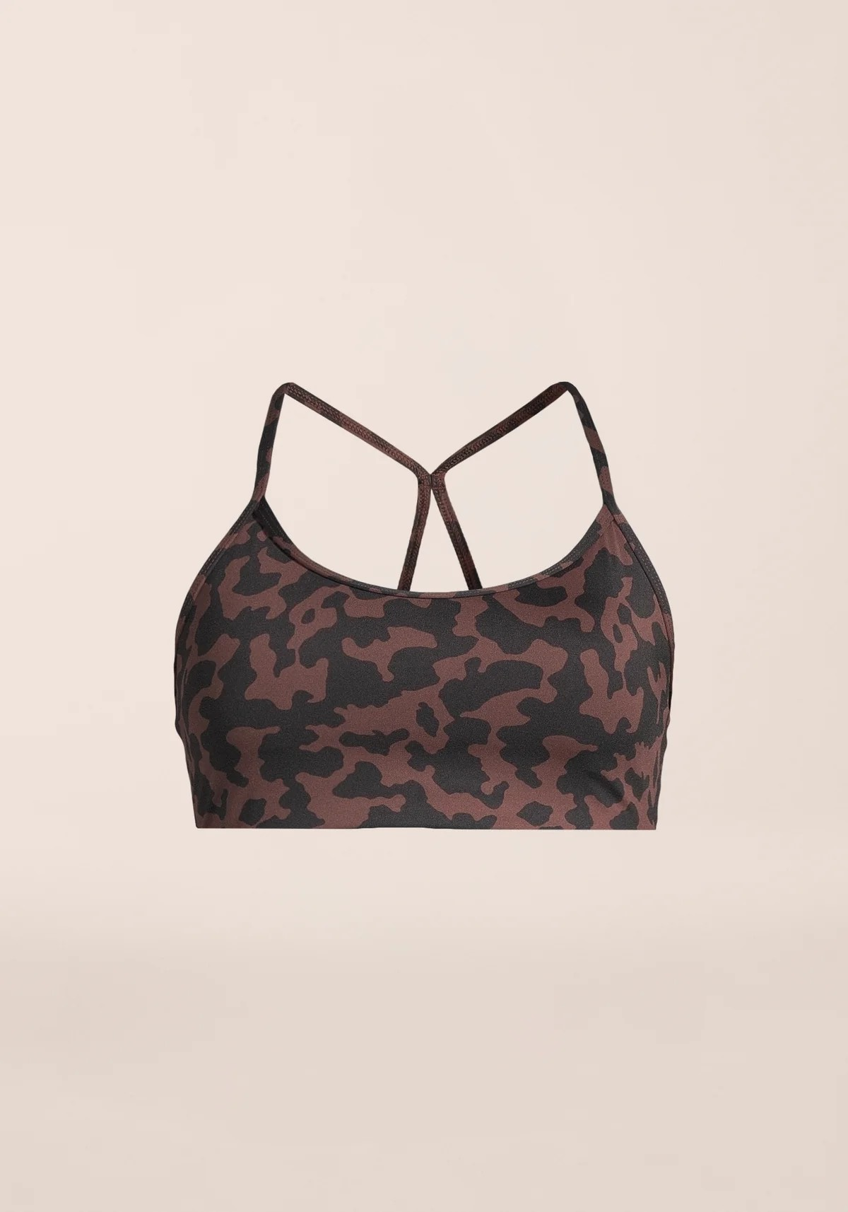 Sleek Strappy Sports Bra Printed Turtoise Brown