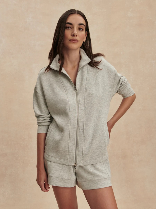 arlene zip through sweat light grey marl