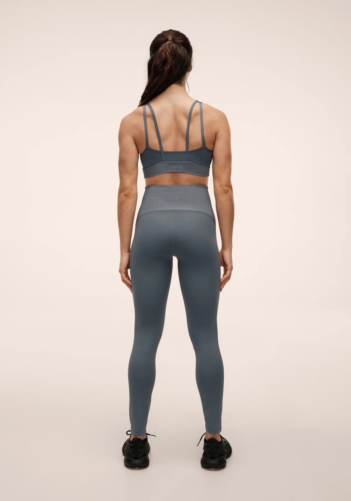 Brace Rib High Waist Tights Mirage Blue