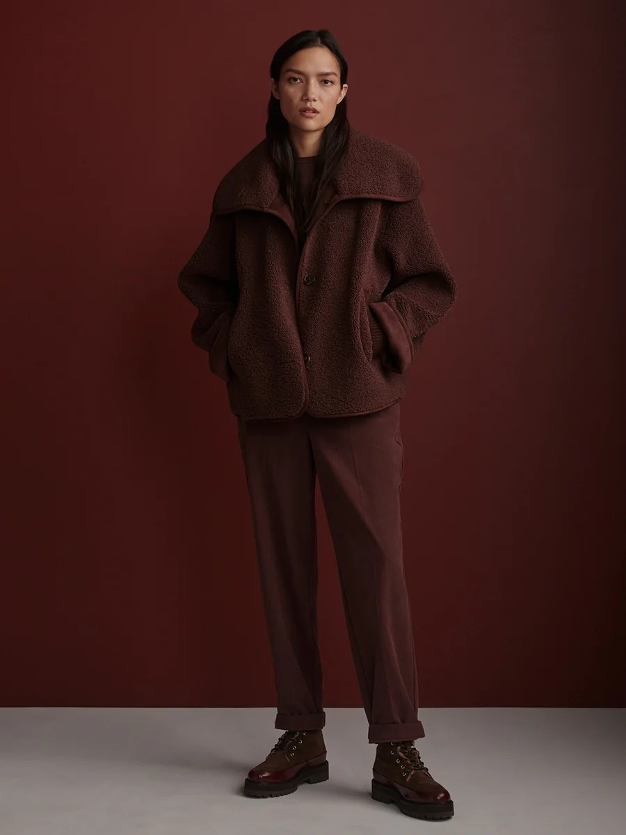 kellan short boxy jacket deep mahogany