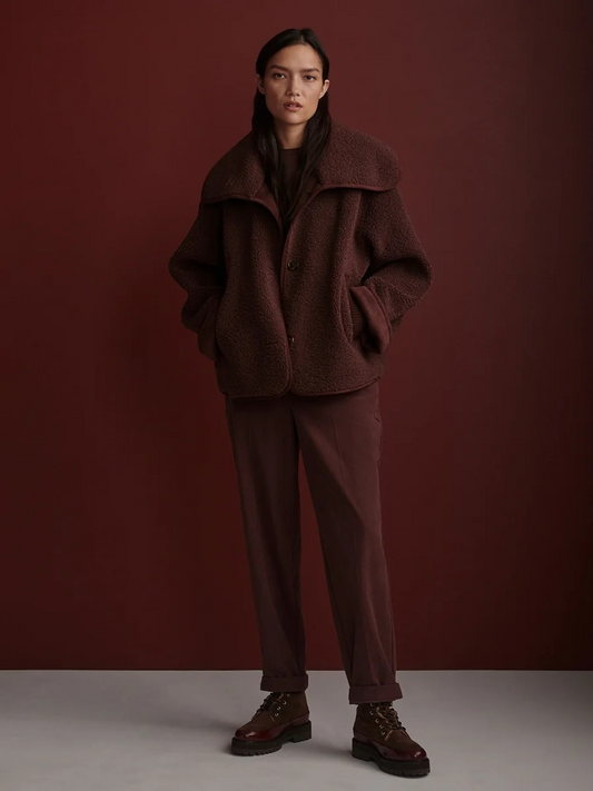 kellan short boxy jacket deep mahogany