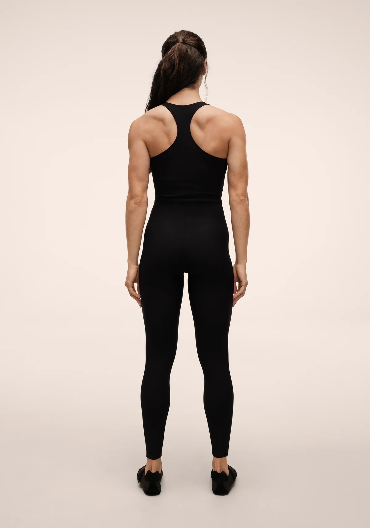 Brace Rib Zip Catsuit Black