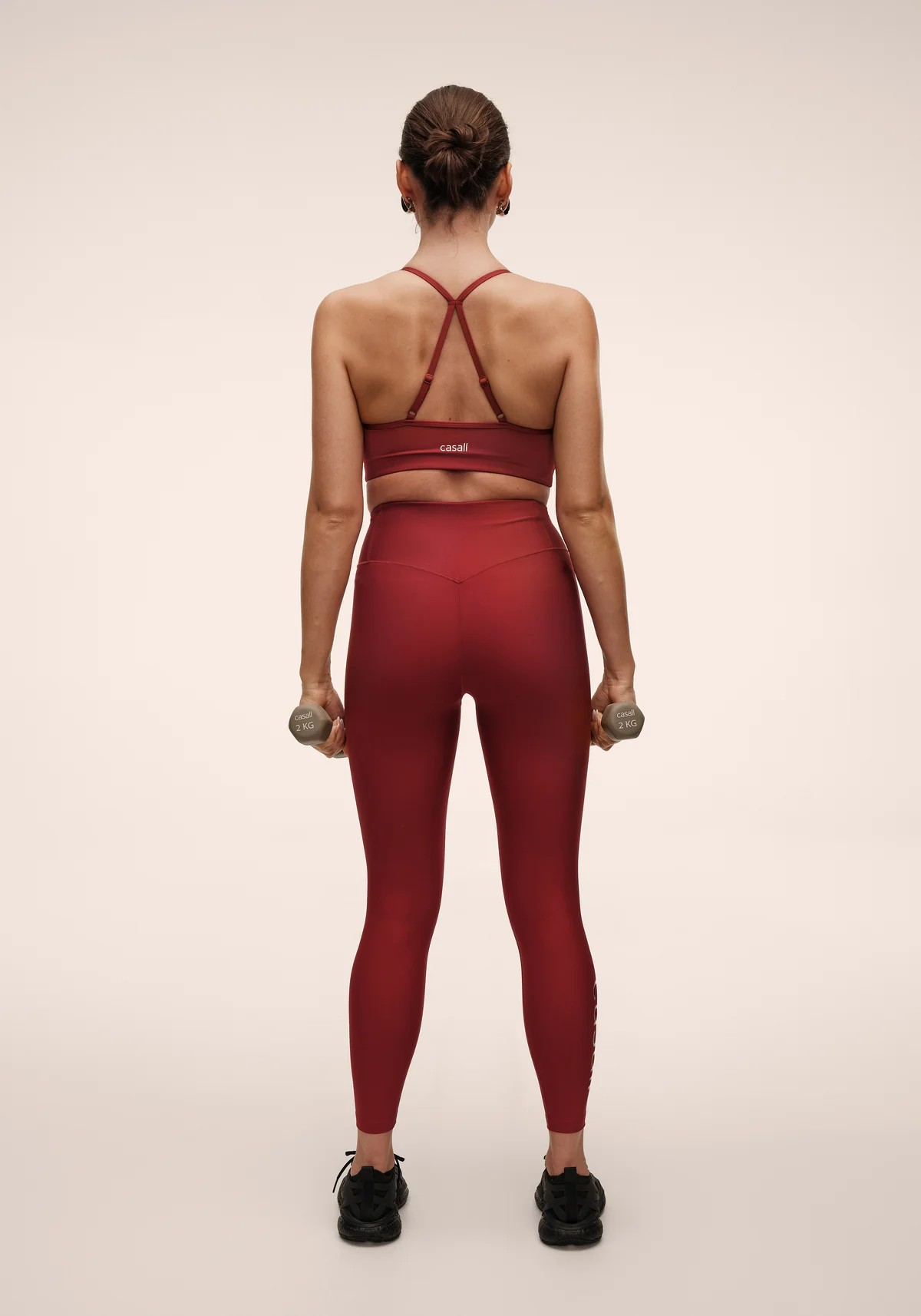 Graphic High Waist Tights Maroon Red