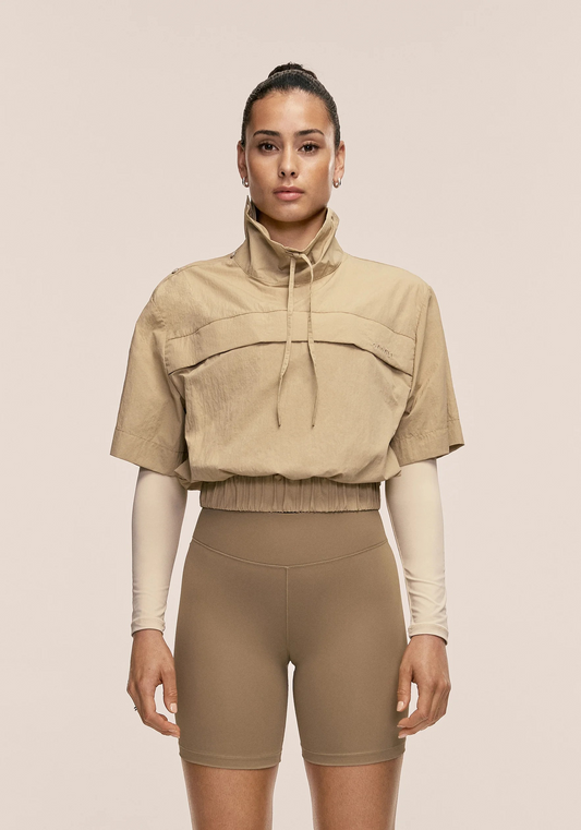 Active Short Sleeve Track Jacket Dark Sand