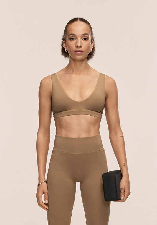 Soft Touch Padded Sports Bra Light Khaki