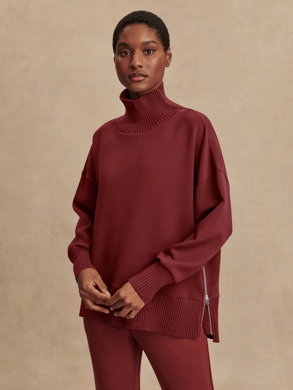 barker high neck sweat new maroon