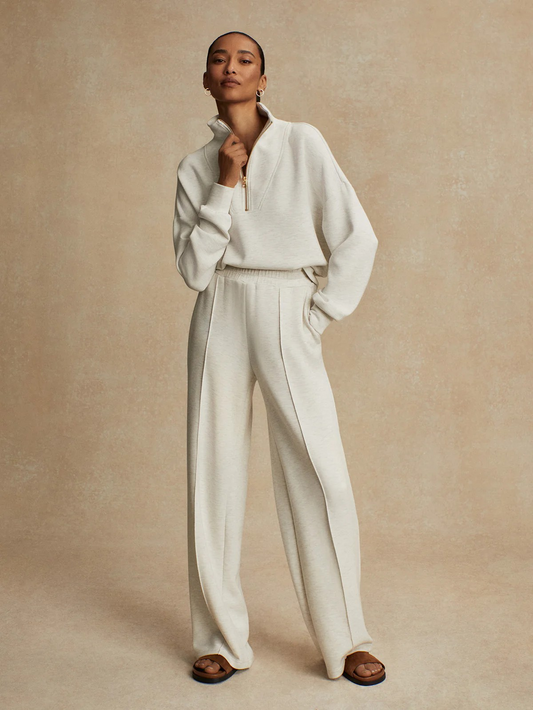 the wide leg pant 30 ivory marl