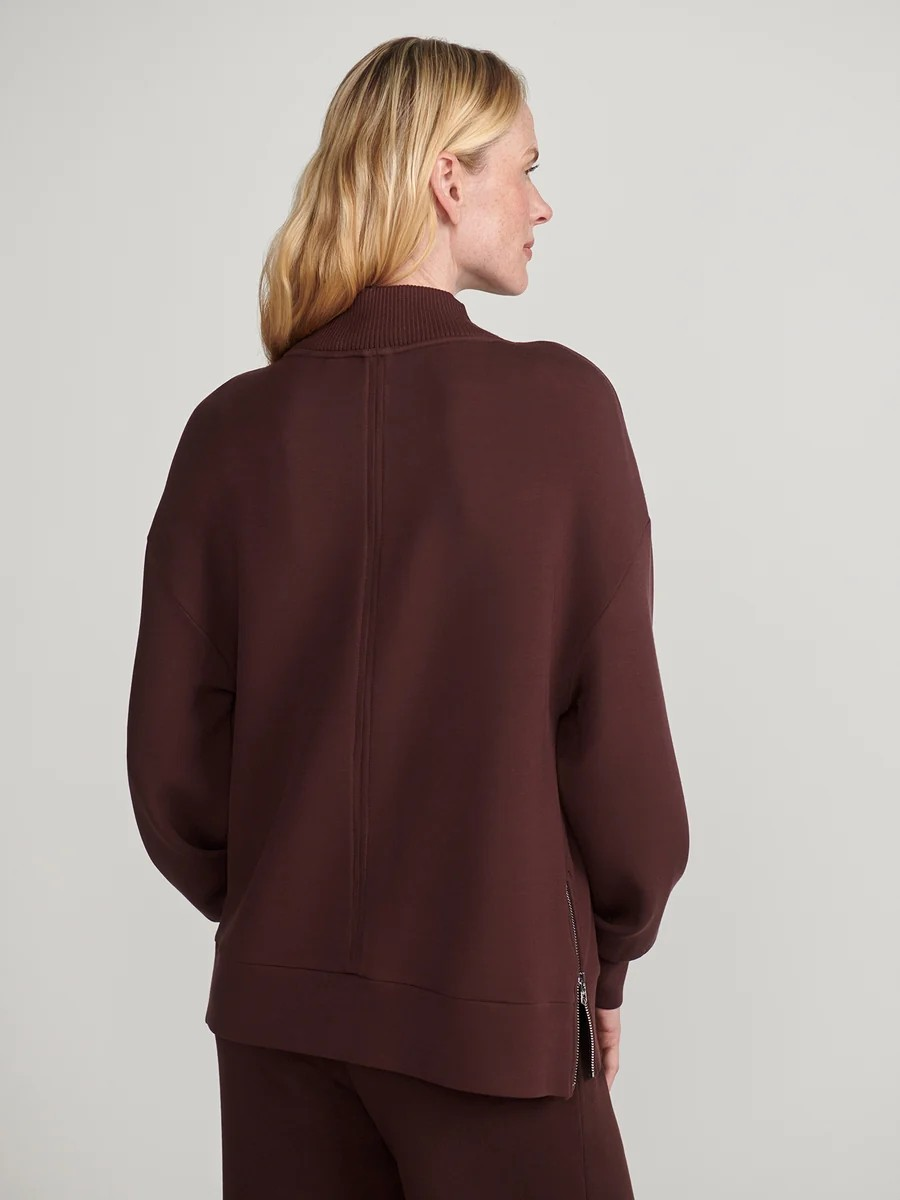 novi longline mock neck sweat deep mahogany