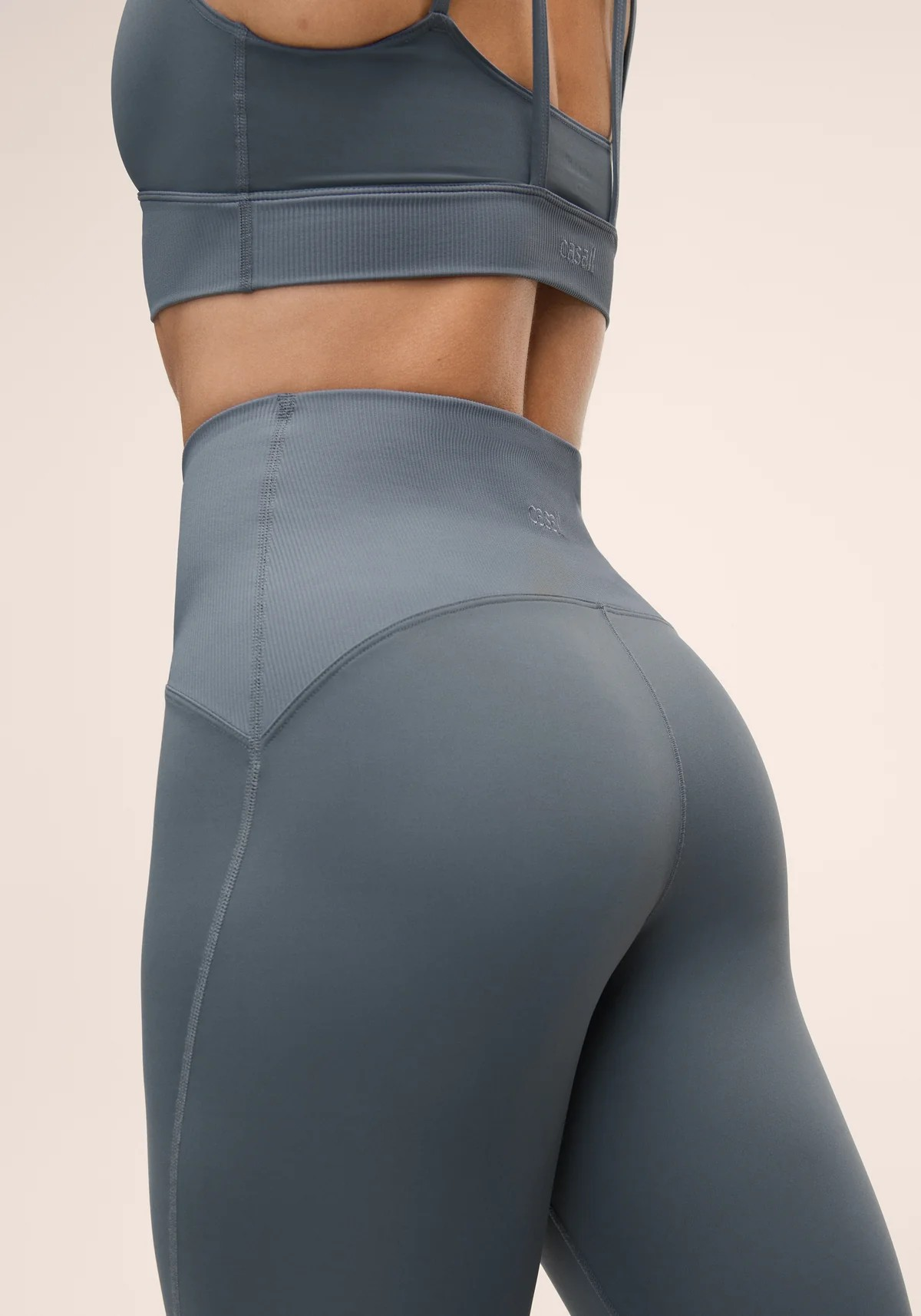 Brace Rib High Waist Tights Mirage Blue