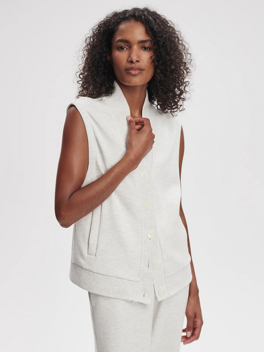 vicky button gilet ivory marl
