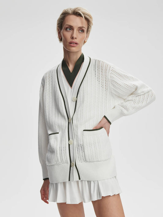 nissi longline cardigan white/ deep ivy