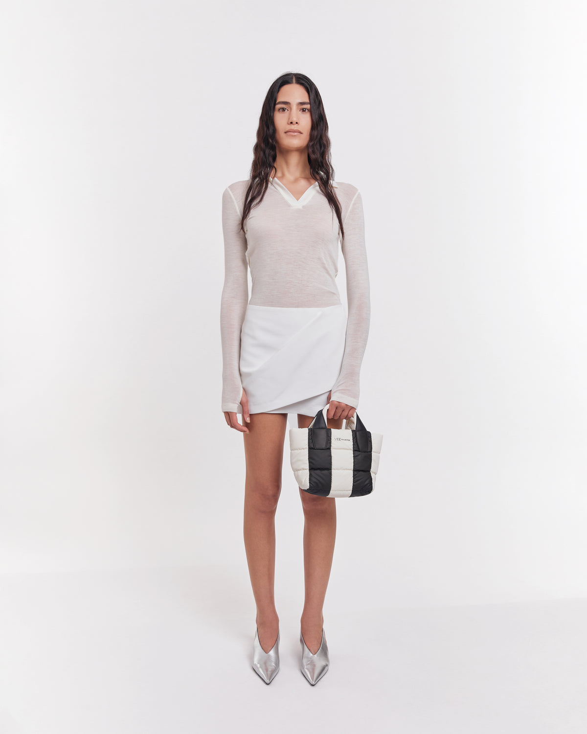 PORTER TOTE MINI BLACK - MARSHMALLOW STRIPES
