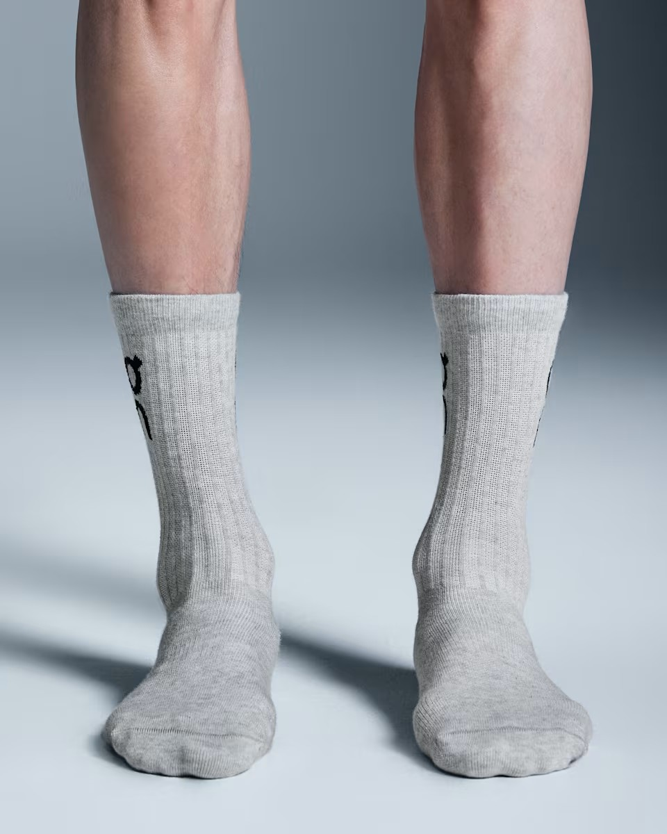 Logo Sock High 3P Unisex Heather Gray