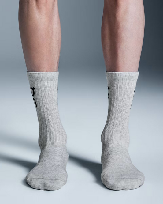 Logo Sock High 3P Unisex Heather Gray