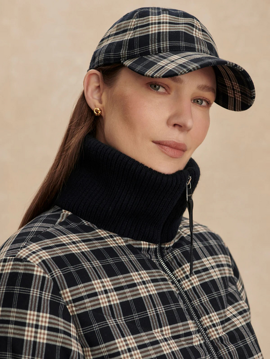 aliha soft flannel cap navy/sandshell check