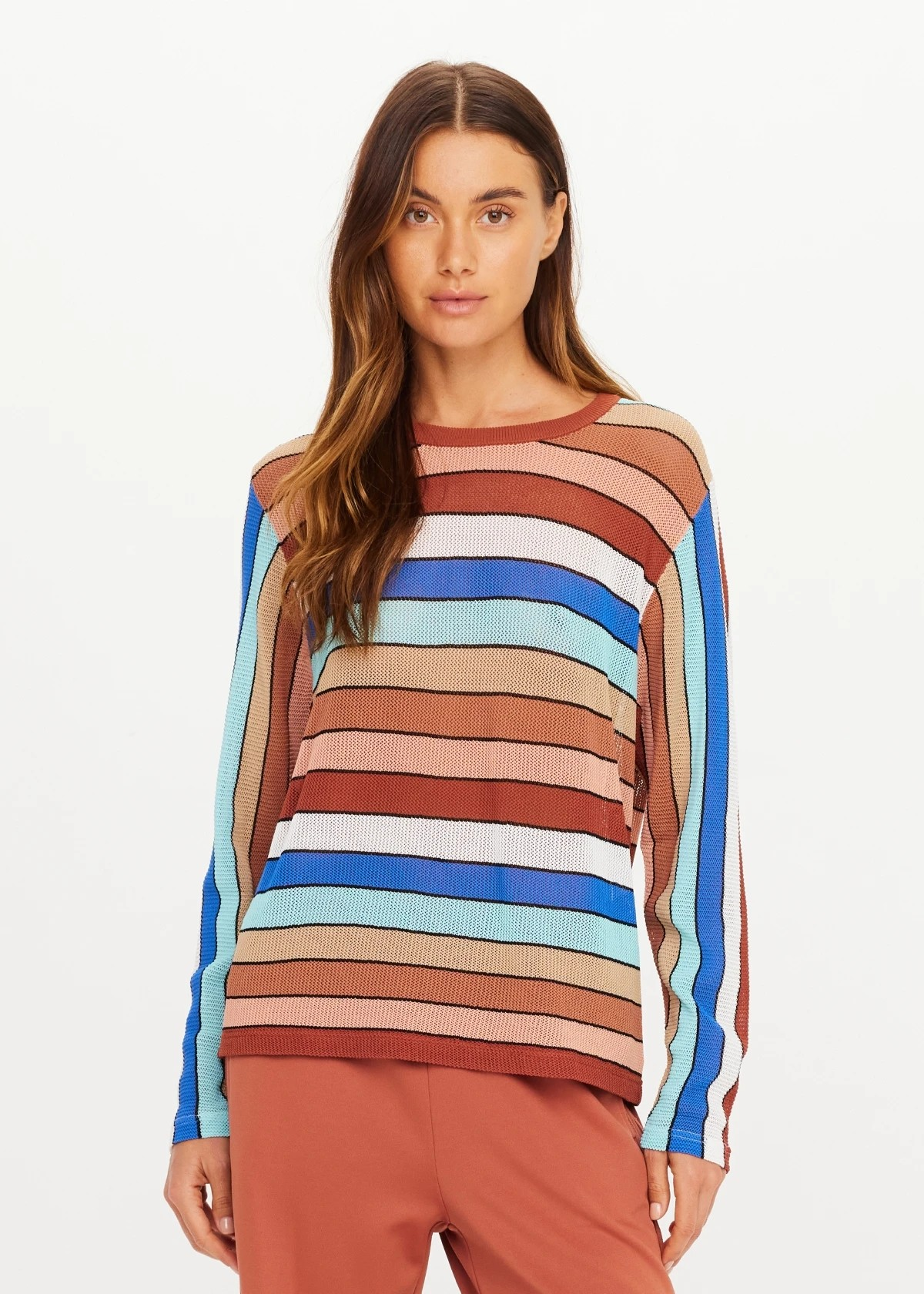 IZA MILLA LONG SLEEVE KNIT TOP STRIPE