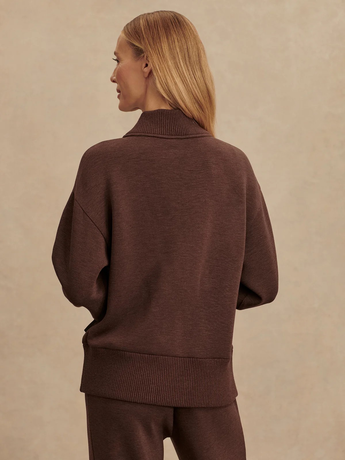 sally half zip sweat coffee bean marl