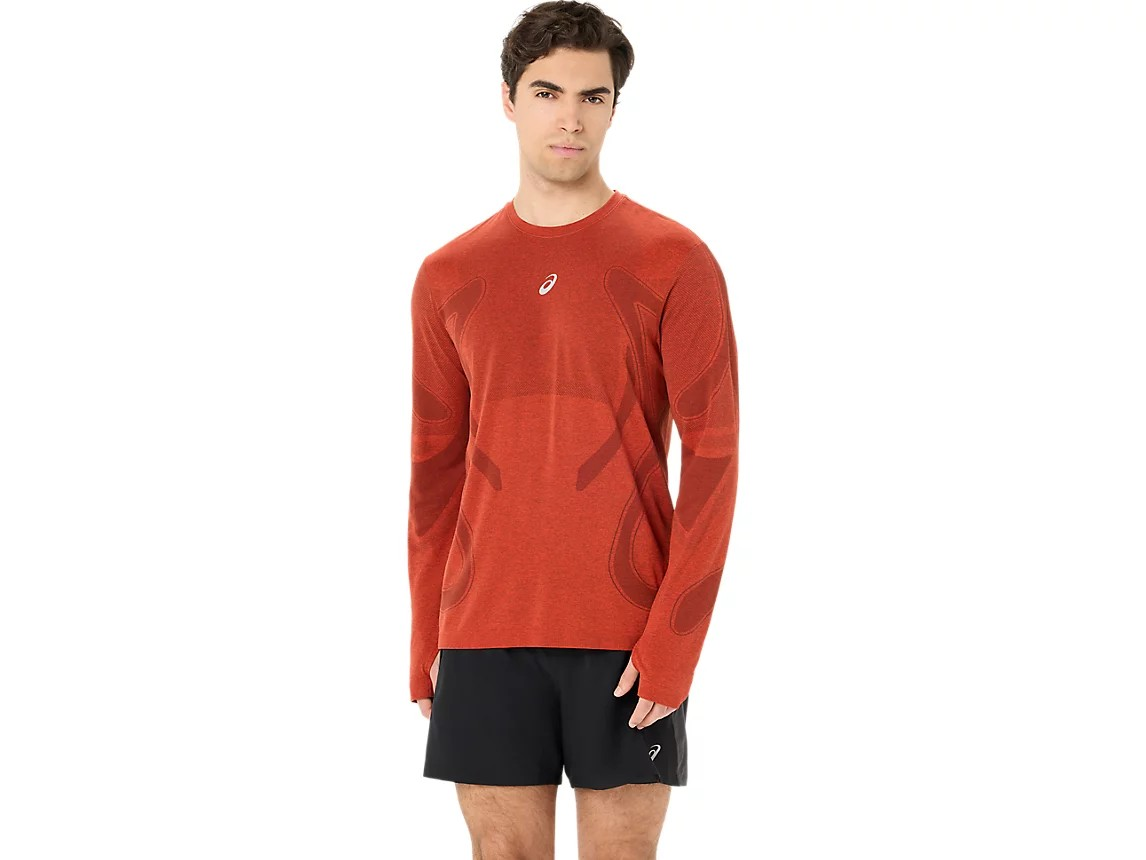 ROAD SEAMLESS LS TOP SINGED RED