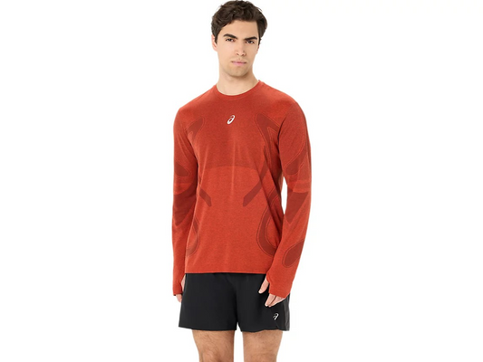 ROAD SEAMLESS LS TOP SINGED RED