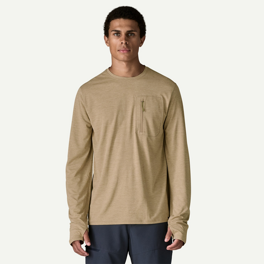 M's L/S Cap Cool Sun Shirt Seabird Grey