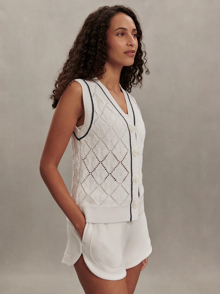 tyla button through vest white