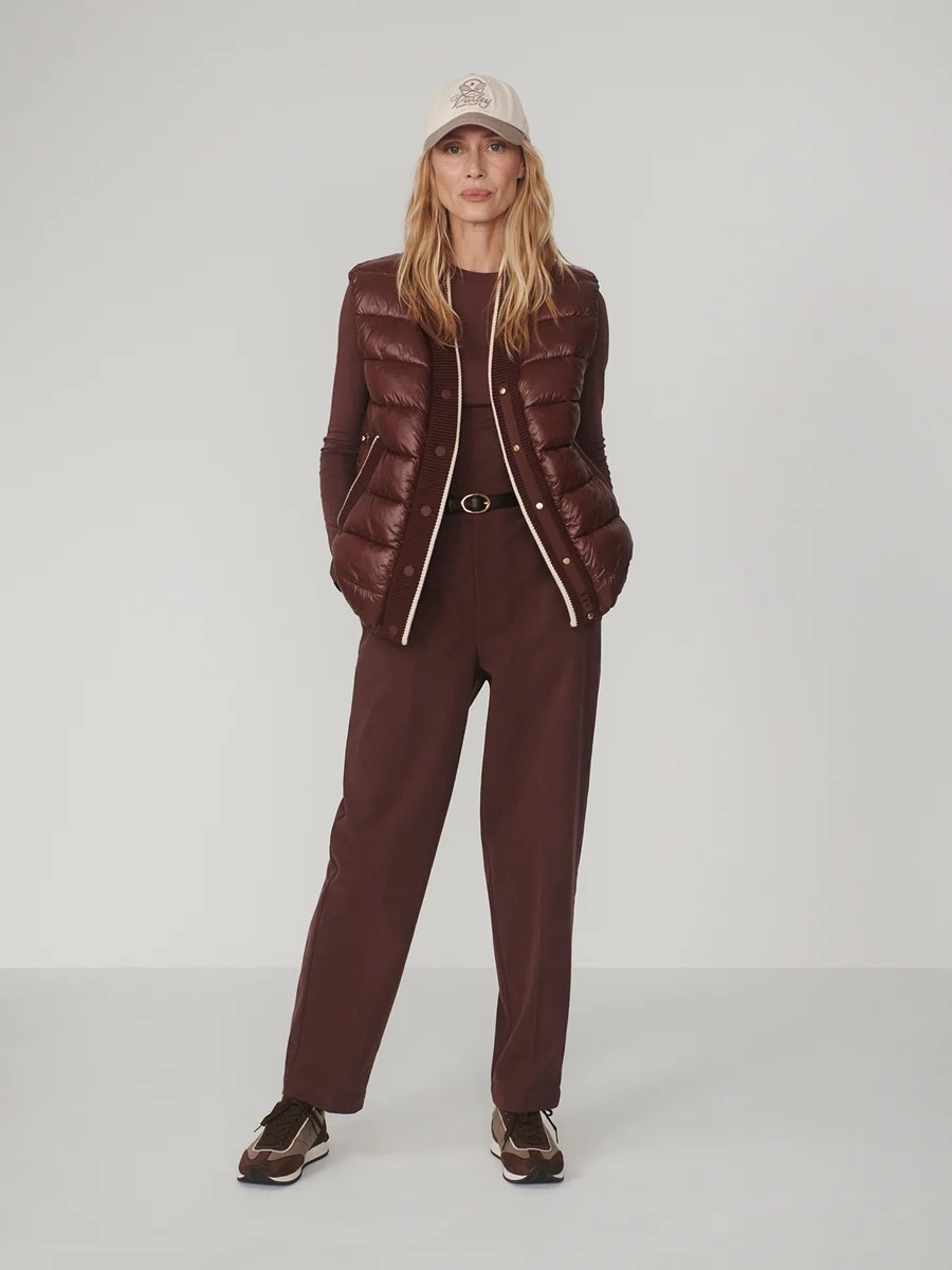 colwyn short boxy gilet brown stone