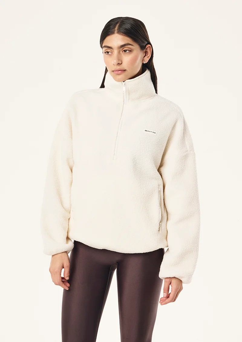 ROTATE QUARTER ZIP WHISPER WHITE CREAM