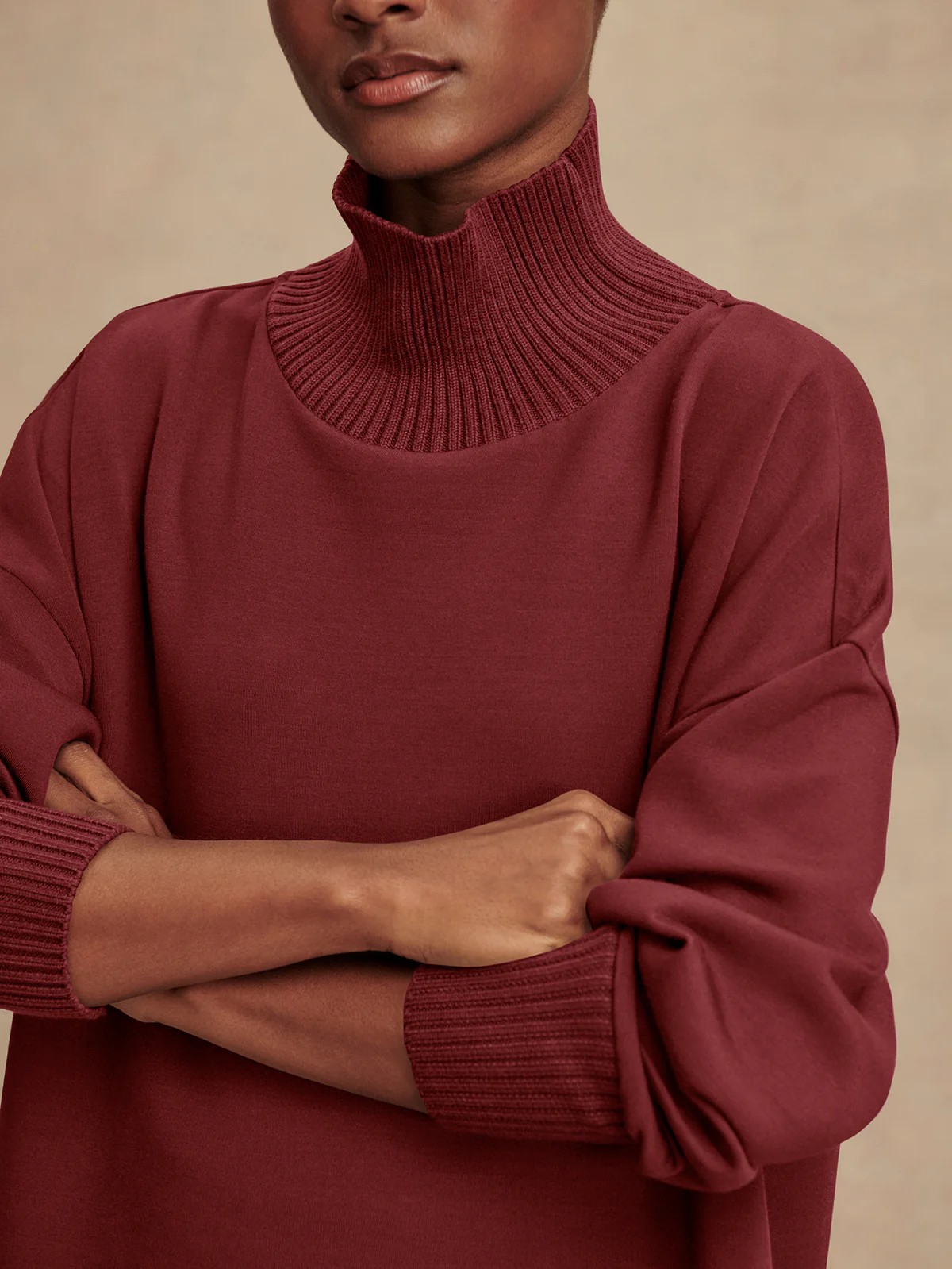 barker high neck sweat new maroon