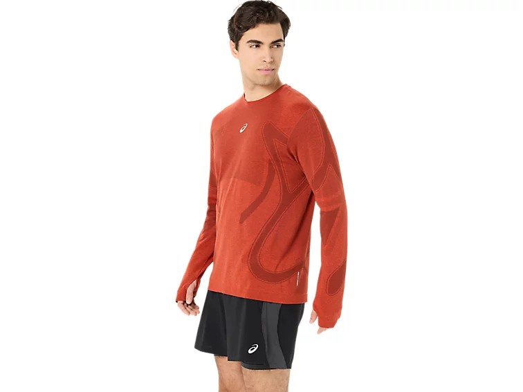 ROAD SEAMLESS LS TOP SINGED RED