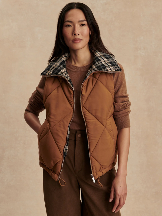 miya reversible gilet golden bronze/navy check