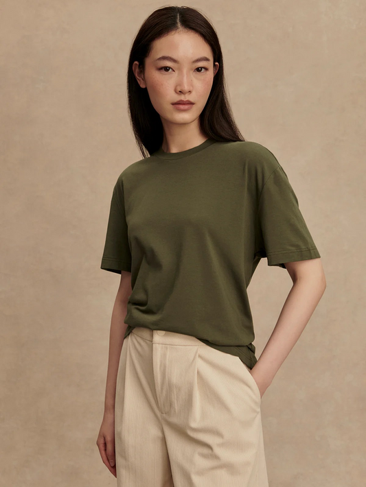 leighton boyfriend tee racing olive
