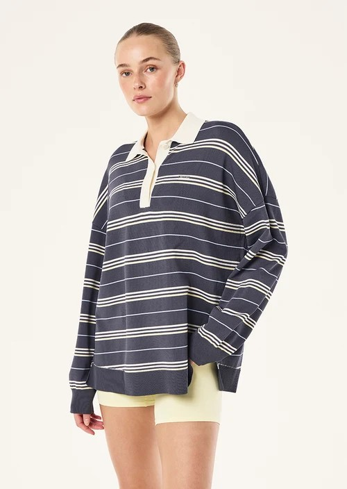 STRATA RUGBY KNIT MARINE BLUE STRIPE
